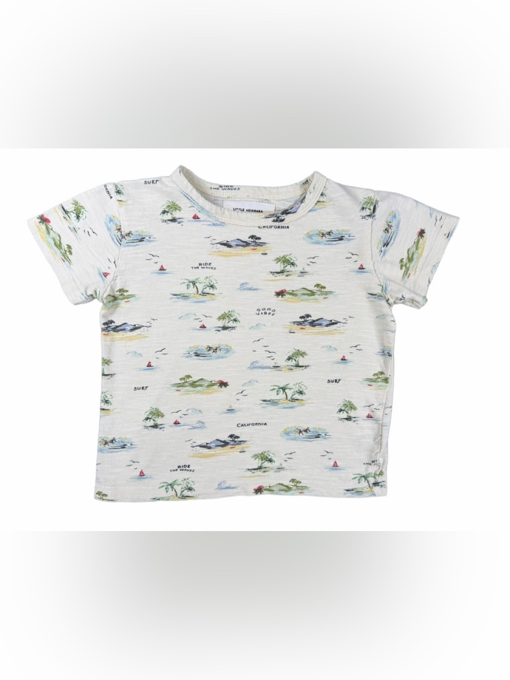 LITTLE AKIABARA Short Sleeve Surf Print Tee - 4T
